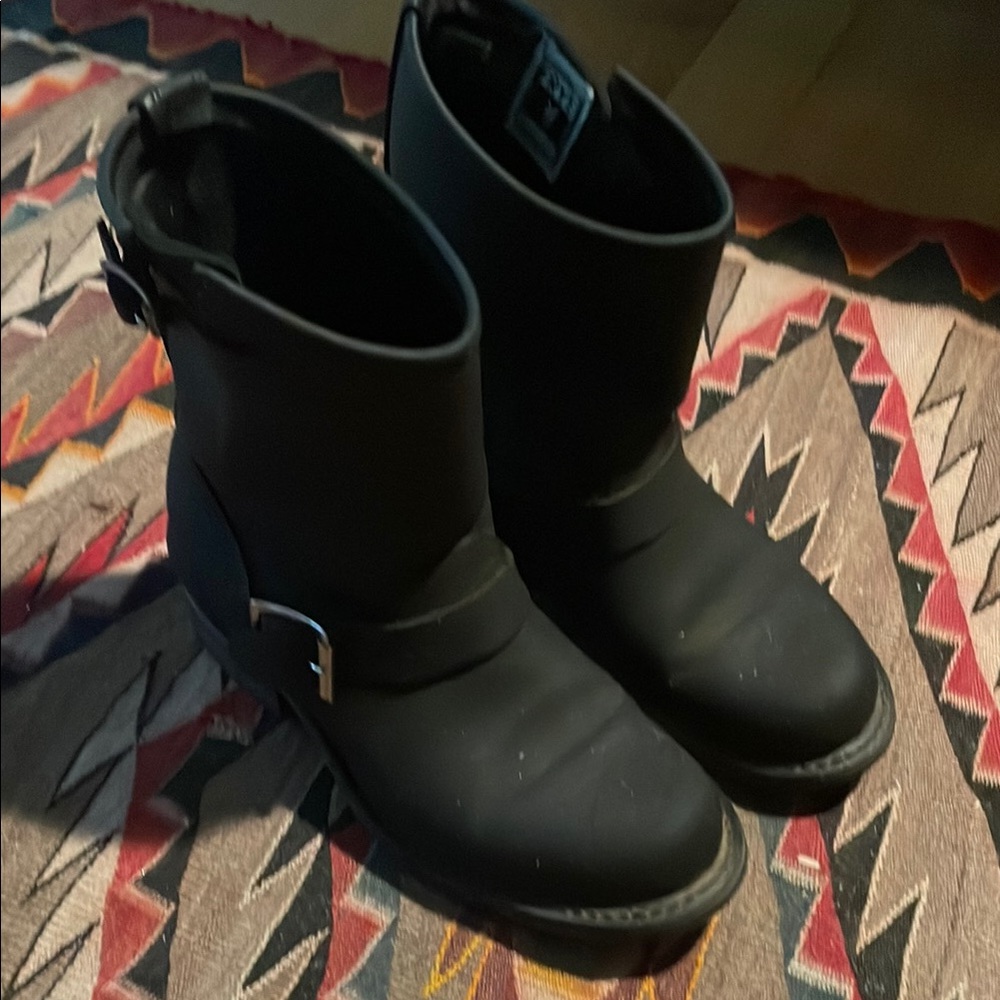Black leather Frye Motorcycle boots